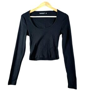 Abercrombie & Fitch Womens Y2K Soft A&F Essentials Black Shirt Top Sz S Small